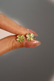 14K Real Gold Plated Spinning Jade Clover Earrings