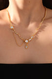 18K Real Gold Plated Diamond Dangle Necklace