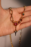 18K Real Gold Plated Red Gem Star Necklace