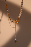 18K Real Gold Plated Moonlight Saturn Star Pearl Chain Necklace