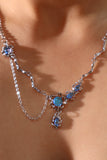 Platinum Plated Deep Blue Moonstone Dangle Necklace