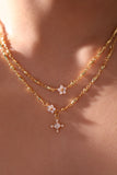 18K Real Gold Plated Diamond Flower Necklace