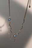 Platinum Plated Deep Blue Moonstone Dangle Necklace