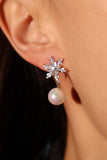 Platinum Plated Snowflake Pearl Earrings