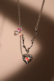 Rainbow Bowknot Heart Necklace