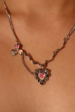 Rainbow Bowknot Heart Necklace