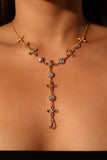 18K Real Gold Plated Dichroic Glass Chain Necklace