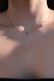 18K Gold Vermeil Multi Blue Gem Necklace