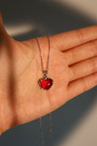 Platinum Plated Red Gem Heart Necklace