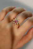 14K Gold Plated Purple Opal Sun Ring