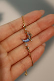 18K Real Gold Plated Moonstone Moon Star Bracelet