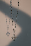 Platinum Plated Diamond Cross of Hearts Necklace