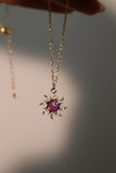 14K Real Gold Plated Purple Opal Sun Necklace