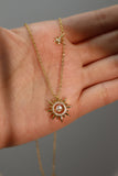 18K Gold Vermeil Diamond Sun Necklace