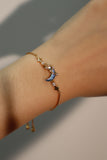 18K Real Gold Plated Moonstone Moon Star Bracelet