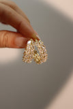 14K Real Gold Plated Diamond Leaf Hoop Earrings