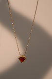 18K Real Gold Plated Natural Red Carnelian Heart Necklace