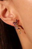 14K Real Gold Plated Purple Gem Butterfly Earrings