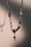 Platinum Plated Red Gem Star Necklace