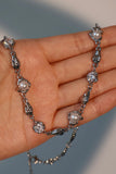 Platinum Plated Multi Diamond Pearl Necklace