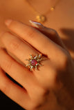 14K Gold Plated Purple Opal Sun Ring