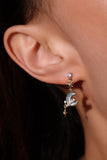 14K Real Gold Plated Blue Gem Moon Star Earrings