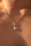 14K Real Gold Plated Shell Pearl Butterfly Necklace