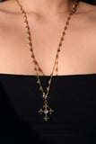 18K Real Gold Plated Diamond Cross of Hearts Necklace