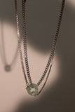 Platinum Plated Jade Diamond Chain Necklace