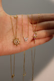 18K Gold Vermeil Diamond Sun Necklace