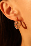 14K Real Gold Plated Pink Gem Hoop Earrings