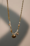 18K Real Gold Plated Sea Shell Pearls Necklace