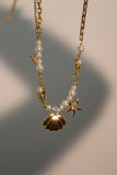 18K Real Gold Plated Sea Shell Pearls Necklace