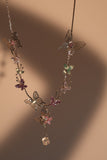 Multi Color Gem Butterfly Necklace