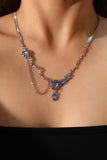 Platinum Plated Deep Blue Moonstone Dangle Necklace