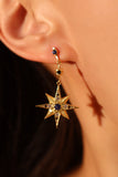 18K Gold Vermeil Moon Star Color Gem Earrings