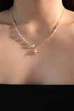 18K Rose Gold Plated Diamond Cross Necklace