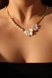 18K Real Gold Plated White Camellia Flower Necklace