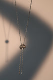 Platinum Plated Pole Star Clock Lariat Necklace