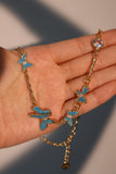 18K Real Gold Plated Blue Butterfly Fluttering Necklace