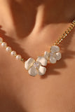 18K Real Gold Plated White Camellia Flower Necklace