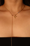 18K Real Gold Plated Moonlight Saturn Star Diamond Necklace