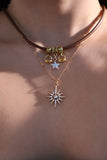 14K Real Gold Plated Diamond Pole Star Layer Necklace