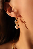 18K Real Gold Foil Pearl Hoop Earrings