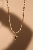 18K Real Gold Plated Pearl Cross Necklace