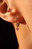 18K Real Gold Plated Butterfly Moonstone Dangle Earrings