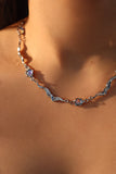 Platinum Plated Multi Moonstones Wave Necklace