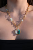 18K Real Gold Plated Jade Dragon Necklace  (EARRINGS INCLUDED)