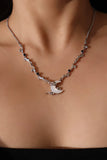 Platinum Plated Black Gem Natural Shell Moon Necklace