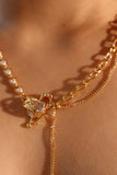 18K Real Gold Plated Moonstone Heart Pearls Necklace